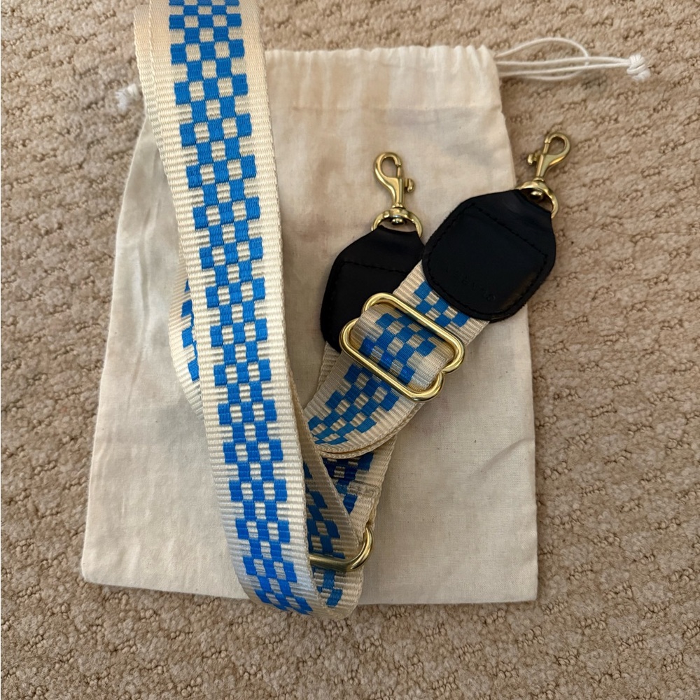Clare V Blue and Cream Checkered Strap
